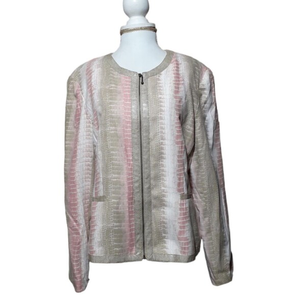 City Girl 2 Pc Women's set Jacket & Blouse Snake Print Pink Multi Color Sz Large - Picture 8 of 11